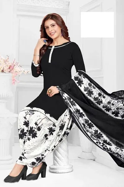 Printed Synthetic Dress Material with Dupatta