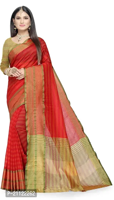 Fancy Silk Blend Saree with Blouse Piece for Women-thumb0