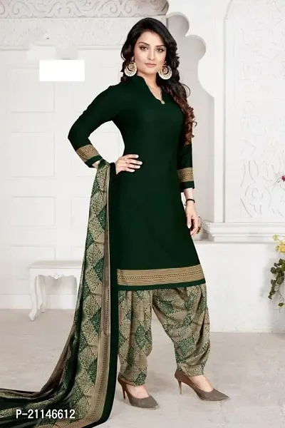 Stylish Crepe Checked Dress Material with Dupatta-thumb0