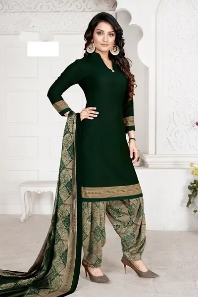 Rajnandini Women Crepe Un-Stitched Salwar Suit Material (Jopllt7059_Dark Green_Free Size)