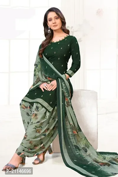 Stylish Crepe Printed Dress Material with Dupatta-thumb0