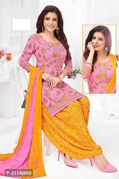 Stylish Crepe Printed Dress Material with Dupatta-thumb0