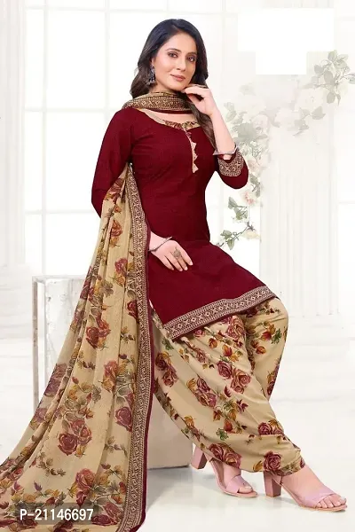 Stylish Crepe Printed Dress Material with Dupatta-thumb0