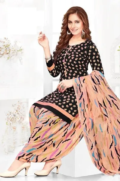 Daily Wear Synthetic Crepe Printed Dress Material