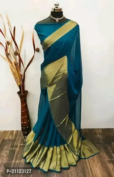 Fancy Chiffon Saree with Blouse Piece for Women-thumb0