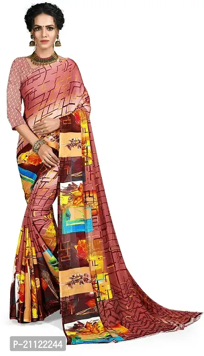 Fancy Georgette Saree with Blouse Piece for Women-thumb0