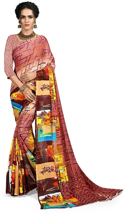 Fancy Georgette Saree with Blouse Piece for Women