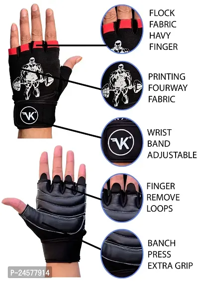 VK Fashions Gym Gloves for Men with Wrist Support Accessories, Gym Gloves for Women for Weightlifting, Gloves for Gym Workout for Training, Exercise, Cycling Gloves, Bike Sports Gloves-thumb0