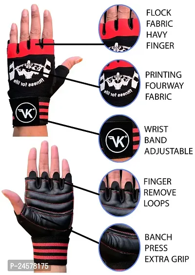 VK Fashions Gym Gloves for Men with Wrist Support Accessories, Gym Gloves for Women for Weightlifting, Gloves for Gym Workout for Training, Exercise, Cycling Gloves, Bike Sports Gloves-thumb0
