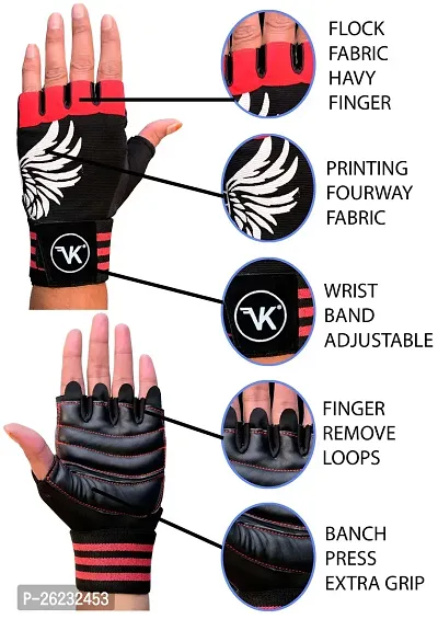 VK Fashions Gym Gloves for Men with Wrist Support Accessories, Gym Gloves for Women for Weightlifting, Gloves for Gym Workout for Training, Exercise, Cycling Gloves, Bike Sports Gloves-thumb0