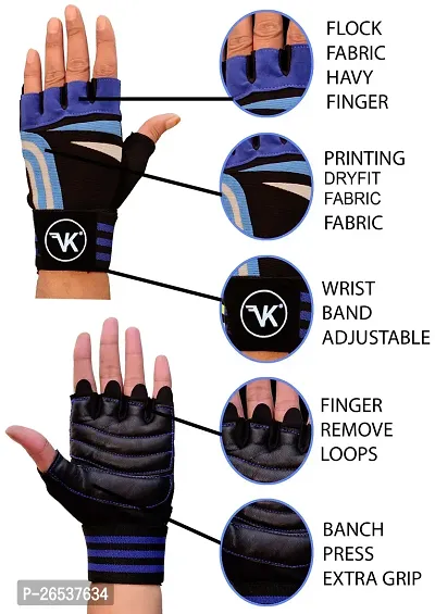 VK Fashions Gym Gloves for Men with Wrist Support Accessories, Gym Gloves for Women for Weightlifting, Gloves for Gym Workout for Training, Exercise, Cycling Gloves, Bike Sports Gloves-thumb0