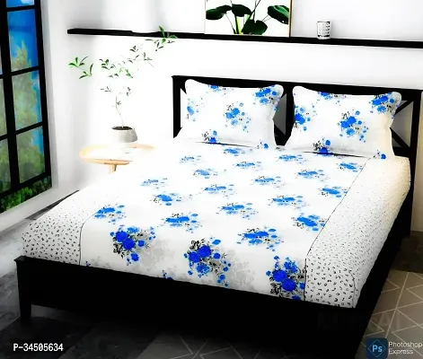 Comfortable Cotton Printed Double Bedsheet with Two Pillow Covers-thumb0