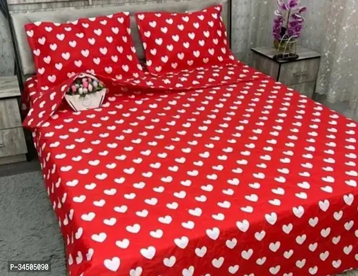 Elegant Cotton Double Printed Flat Bedsheet With Two Pillow Covers-thumb0