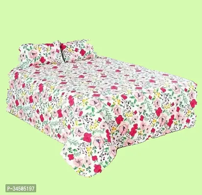 Elegant Cotton Double Printed Flat Bedsheet With Two Pillow Covers-thumb0