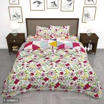 Comfortable Cotton Printed Double Bedsheet with Two Pillow Covers-thumb0