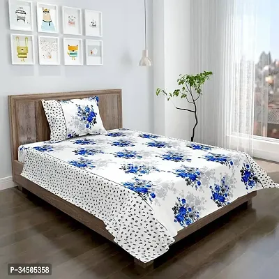 Comfortable Cotton Printed Double Bedsheet with Two Pillow Covers-thumb0