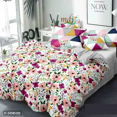 Comfortable Cotton Printed Double Bedsheet with Two Pillow Covers-thumb0