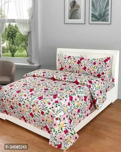 Comfortable Cotton Printed Double Bedsheet with Two Pillow Covers-thumb0