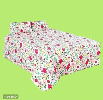 Comfortable Cotton Printed Double Bedsheet with Two Pillow Covers-thumb0