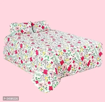 Comfortable Cotton Printed Double Bedsheet with Two Pillow Covers-thumb0