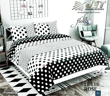 Comfortable Cotton Printed Double Bedsheet with Two Pillow Covers-thumb0