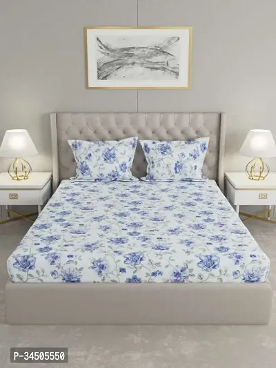 Comfortable Cotton Printed Double Bedsheet with Two Pillow Covers-thumb0