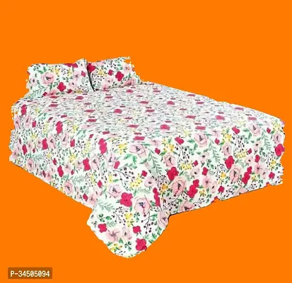 Elegant Cotton Double Printed Flat Bedsheet With Two Pillow Covers-thumb0