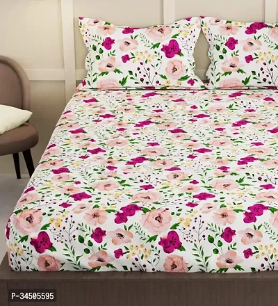 Comfortable Cotton Printed Double Bedsheet with Two Pillow Covers-thumb0