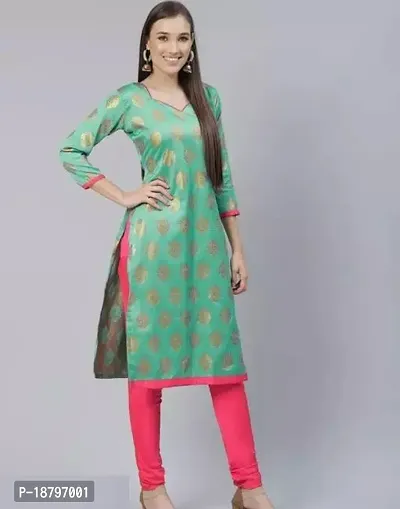 Elegant Green Jacquard Zari Kurta Dress Material For Women-thumb0