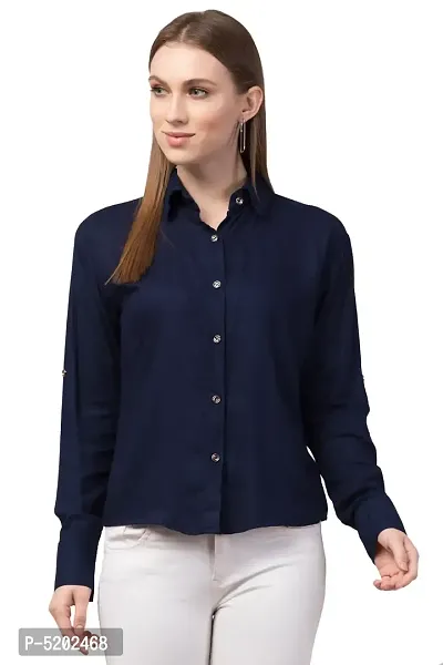 Stylish Cotton Blend Regular Fit Solid Spread Collar Casual Shirt