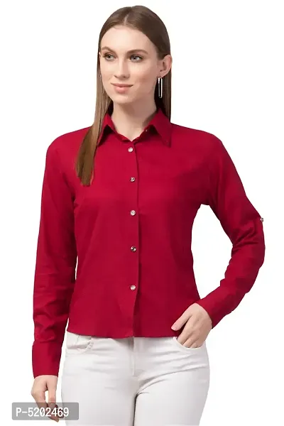 Stylish Cotton Blend Regular Fit Solid Spread Collar Casual Shirt