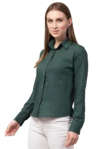 Stylish Cotton Blend Regular Fit Solid Spread Collar Casual Shirt-thumb1
