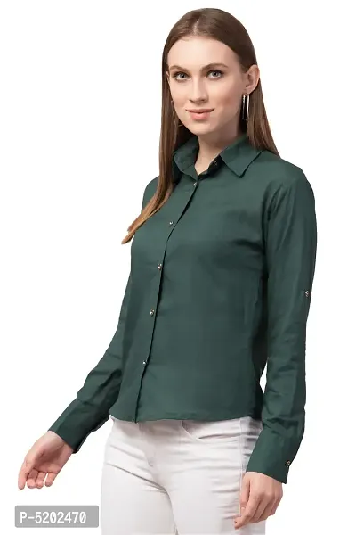 Stylish Cotton Blend Regular Fit Solid Spread Collar Casual Shirt-thumb2
