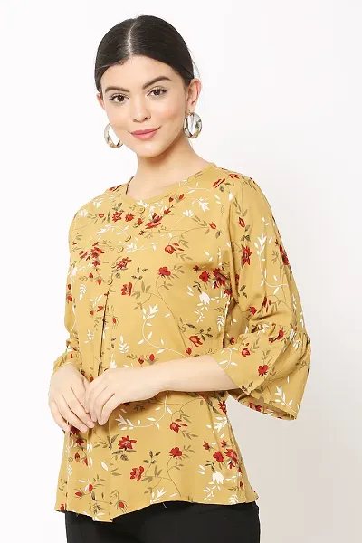Pretty Floral Printed Top with Bell Sleeve