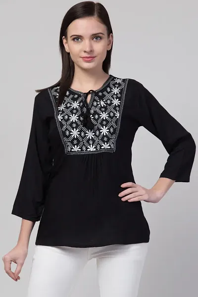 Trendy Embroidered Top with 3/4th Sleeve