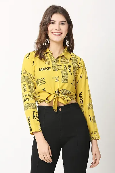 Trendy Printed Crop Shirt for Women