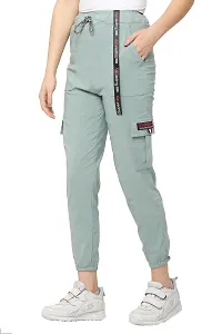 Stylish Grey Polyester Viscose Blend Self Design Joggers For Women-thumb2