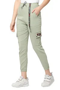 Stylish Beige Polyester Viscose Blend Self Design Joggers For Women-thumb1