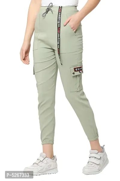 Stylish Beige Polyester Viscose Blend Self Design Joggers For Women-thumb2