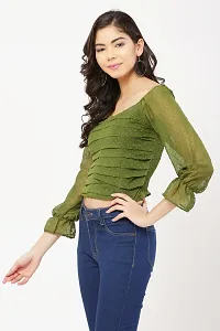 Women Green Chiffon Casual Top-thumb1