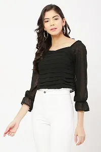 Women Black Chiffon Casual Top-thumb2