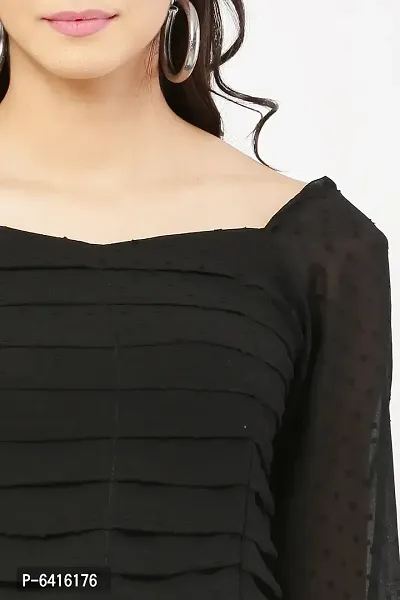 Women Black Chiffon Casual Top-thumb5