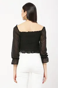 Women Black Chiffon Casual Top-thumb3