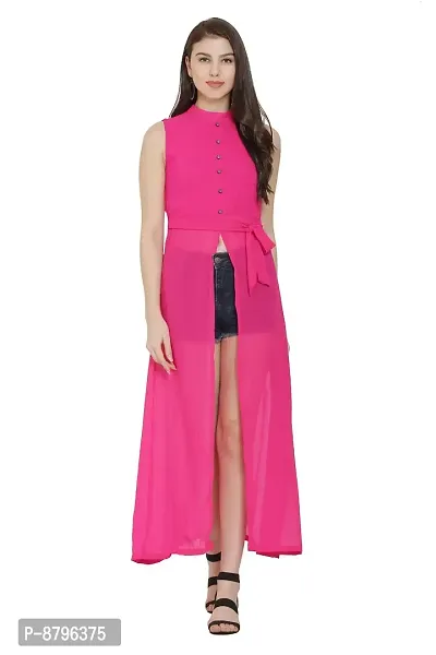 Stylish Georgette Pink Coloured Fit And Flare Dress For Women-thumb0