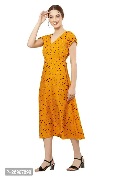 Micro Mount Mustard Polka Crep Dresss-thumb3