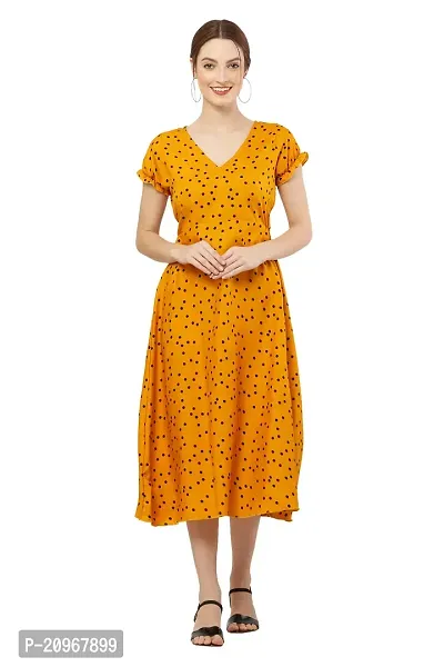 Micro Mount Mustard Polka Crep Dresss-thumb0