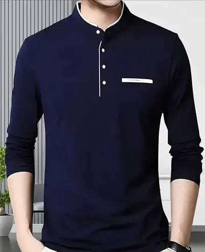 AUSK Mens Henley Neck Full Sleeves Regular Fit Cotton Solid T-Shirts for Men