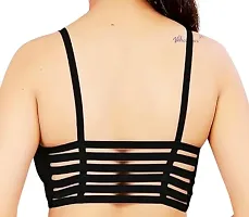 Women  Girls wear Full Coverage Pure Cotton 6 Strap pad Removal Light Weight Sports Bralette Bra ( Free Size Fit Upto 28 to 32)-thumb2