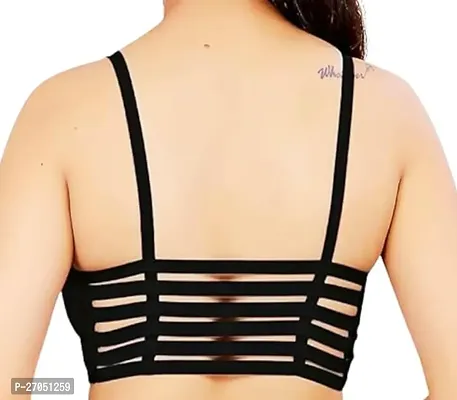 Women  Girls wear Full Coverage Pure Cotton 6 Strap pad Removal Light Weight Sports Bralette Bra ( Free Size Fit Upto 28 to 32)-thumb3