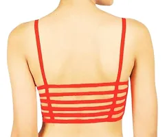 Women  Girls wear Full Coverage Pure Cotton 6 Strap pad Removal Light Weight Sports Bralette Bra (Free Size Fit upto 28 to 32)-thumb1